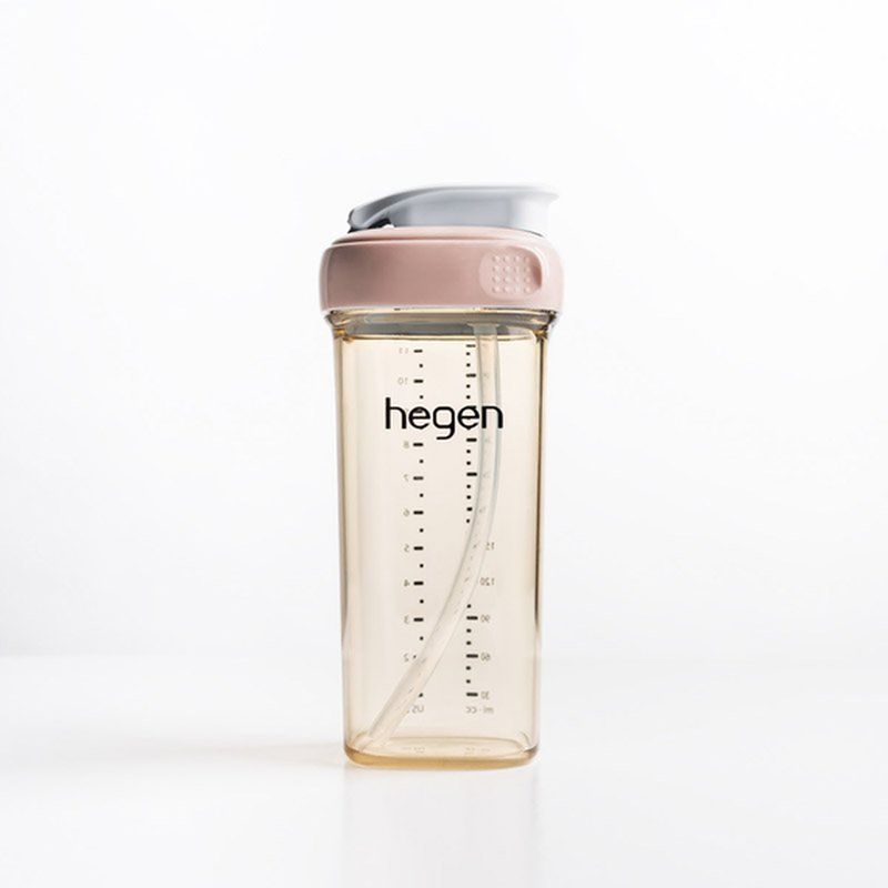 新加坡 hegen PCTO 小金奶瓶/輕飲時光PPSU方圓型寬口吸管杯330ml-嫣粉★愛兒麗婦幼用品★