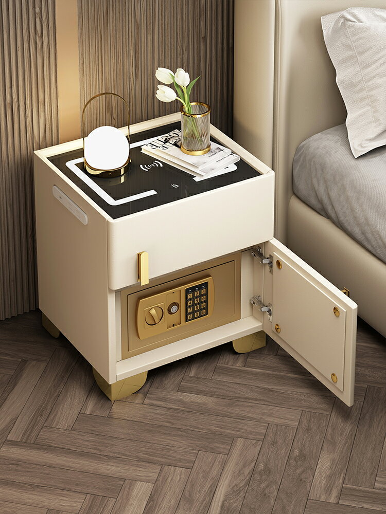 智慧床頭櫃保險箱多功能一體櫃密碼鎖無線充帶燈臥室小型床邊櫃 幸福驛站