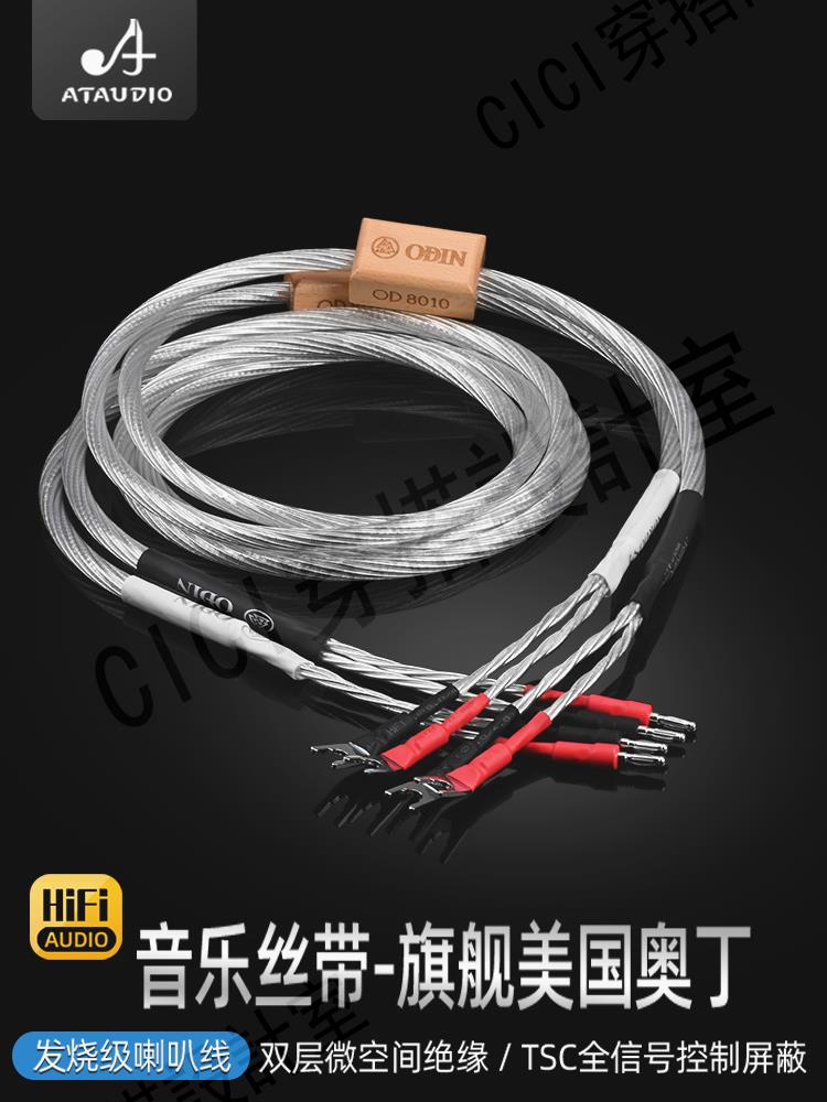 進口美國奧丁喇叭線 音樂絲帶發燒香蕉頭Y插純銀音箱線 專用線【亞德機械五金家居】