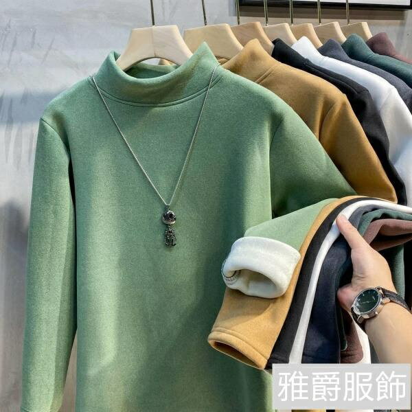 大尺碼發熱衣 保暖衣男 保暖套裝 內搭衣男 加絨加厚保暖德絨半高領打底衫男秋冬季新款內搭長袖T恤中領衛衣男生衣著