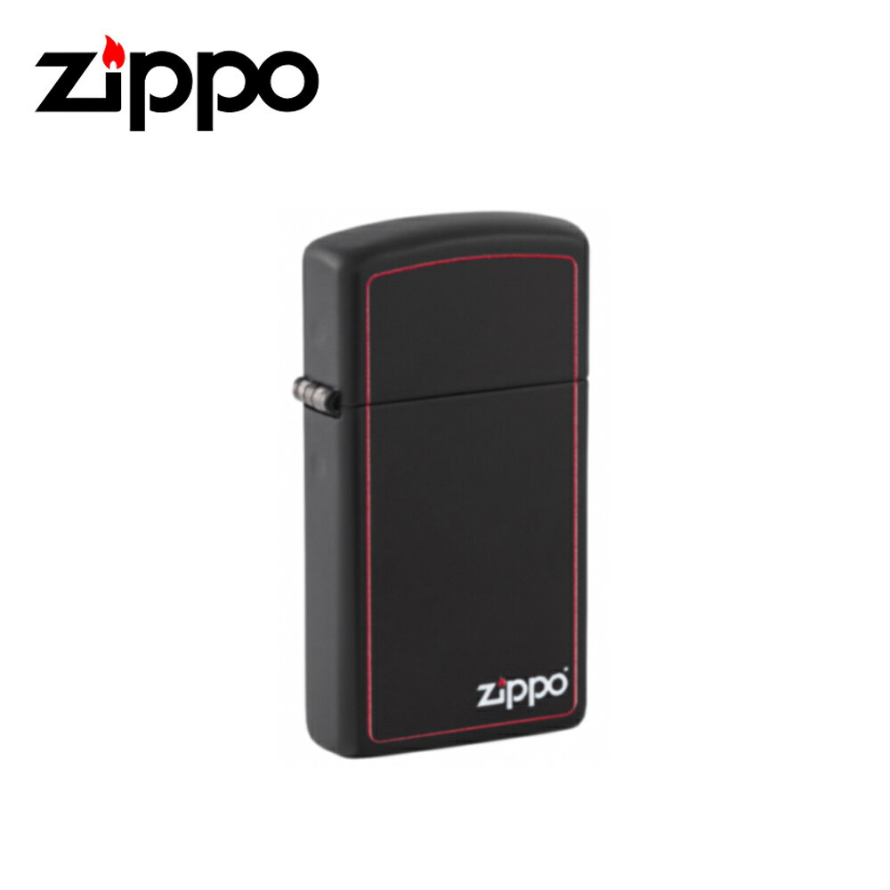 ZIPPO 紅框黑烤漆 Zippo Logo(小) 1618ZB