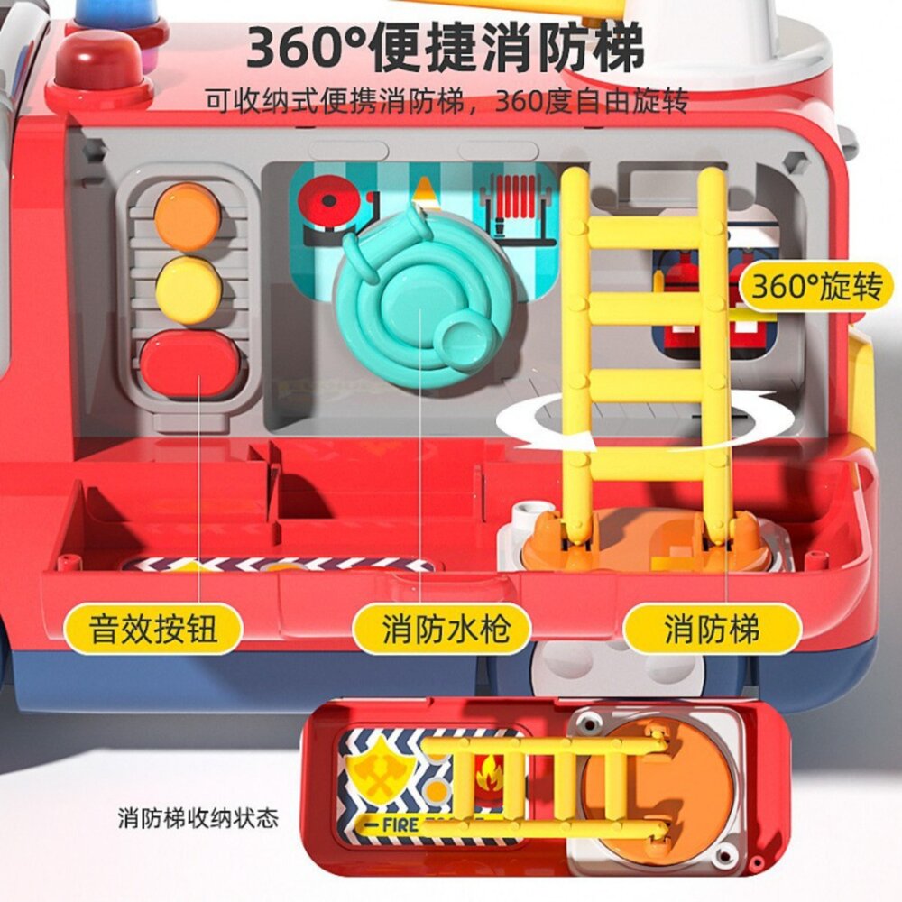 媽媽買 消防車玩具 救護車玩具 兒童救援車 聲光消防車 醫護救援玩具 親子互動玩具 幼兒角色扮演 3