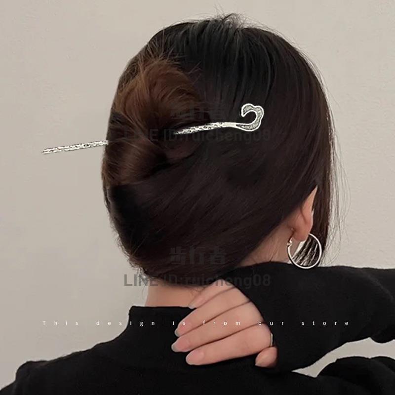 原創中國風復古權杖發簪優雅氣質s925銀簪漢服發釵頭飾【步行者戶外生活館】 3