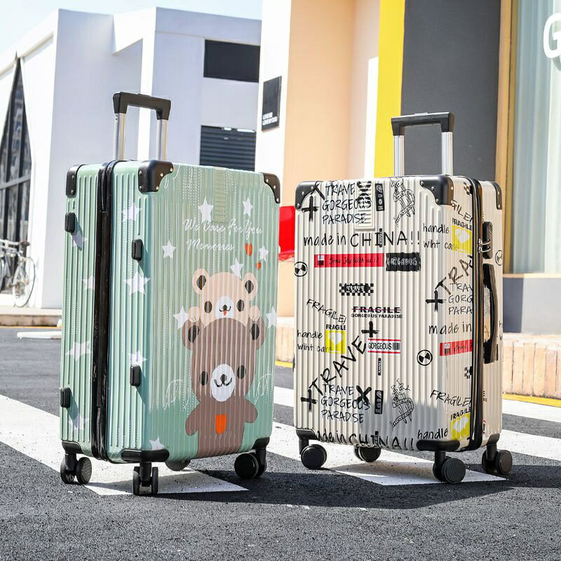 涂鴉行李箱 旅行箱 拉桿箱 大容量 24吋 26吋 28吋 密碼箱 鋁框 小清新 收納 高顏值 萬向輪