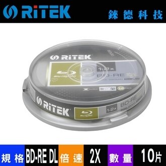 【RiTEK錸德】 2X BD-RE DL 桶裝 50GB 10片/組