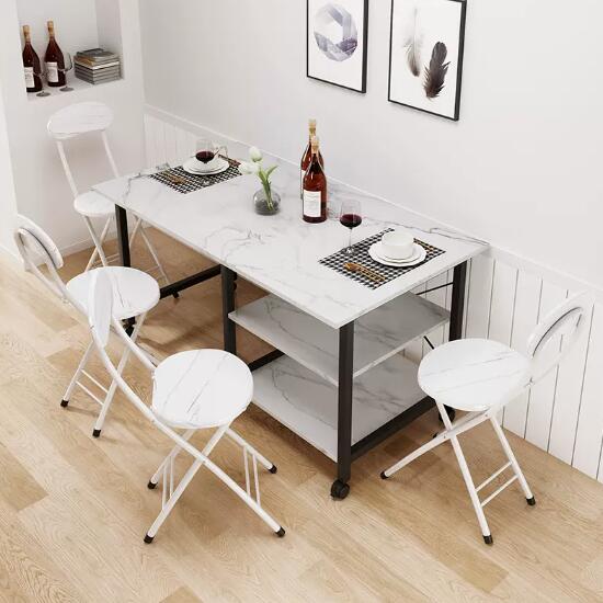 現代折疊餐桌 簡約家用客廳小戶型簡易長方形可移動飯桌