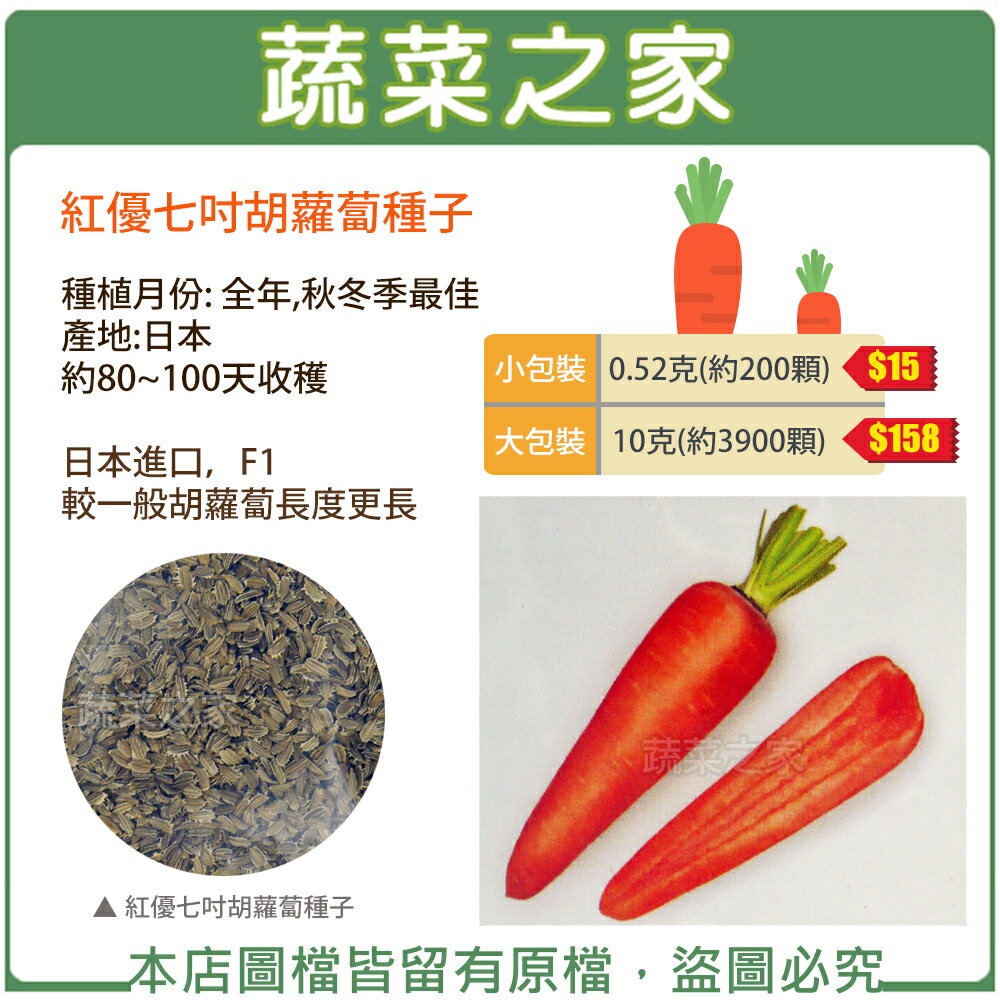 【蔬菜之家】C27.紅優七吋胡蘿蔔種子(共2種包裝)