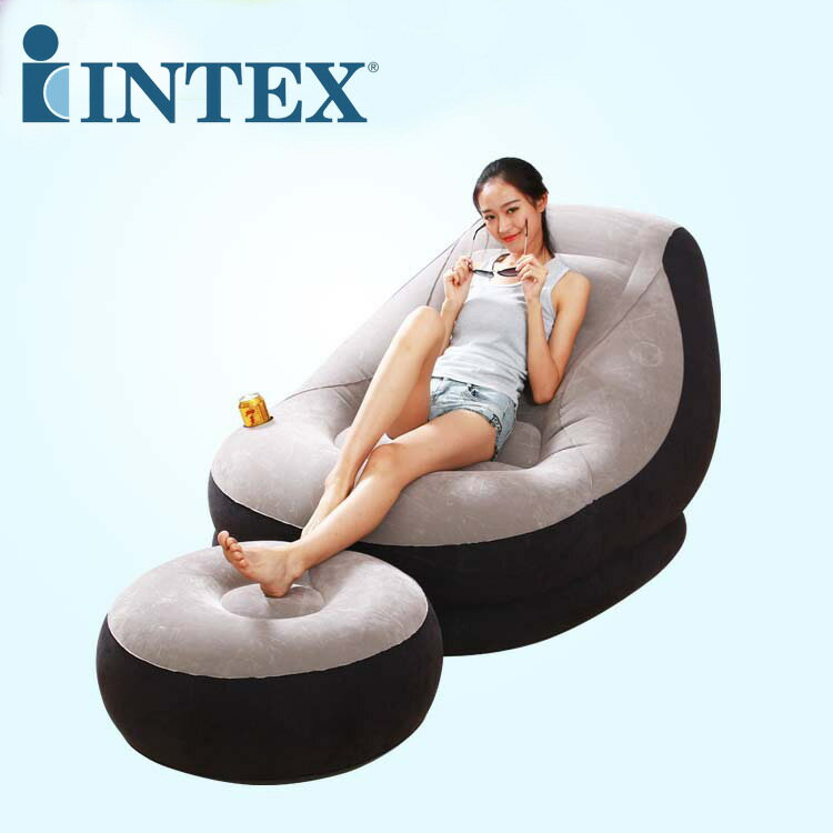 懶人沙發 INTEX68564 植絨充氣沙發組合 懶人休閑折疊躺椅座椅