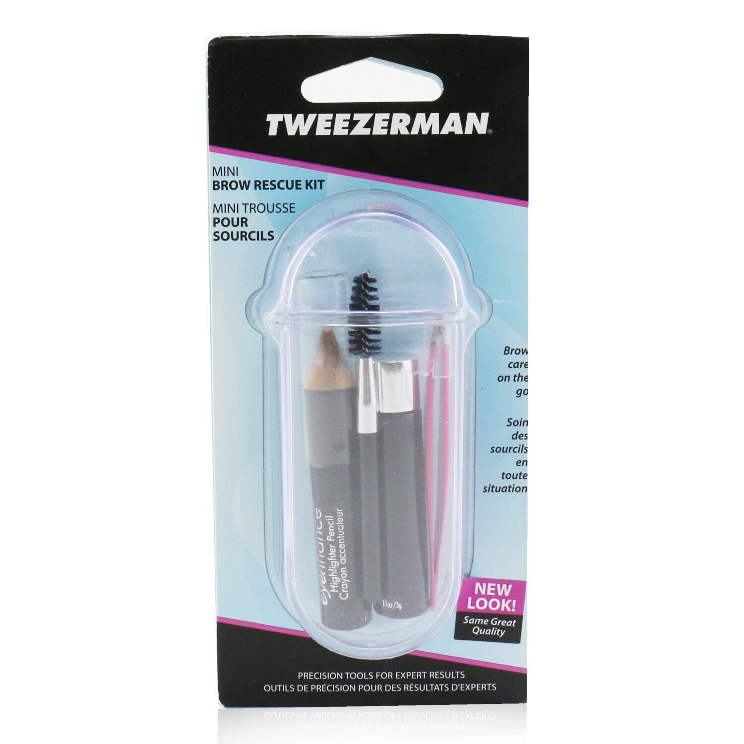 微之魅 Tweezerman - 迷你眉妝組合:專業尖頭眉夾 +眉毛造型凝膠 +眉毛造型刷 +亮眼筆 +旅行包
