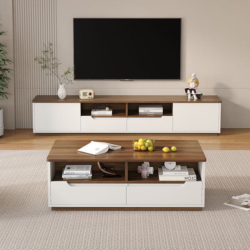 簡約實木茶幾電視柜組合新款網紅落地桌客廳家用輕奢電視機柜子 h7222