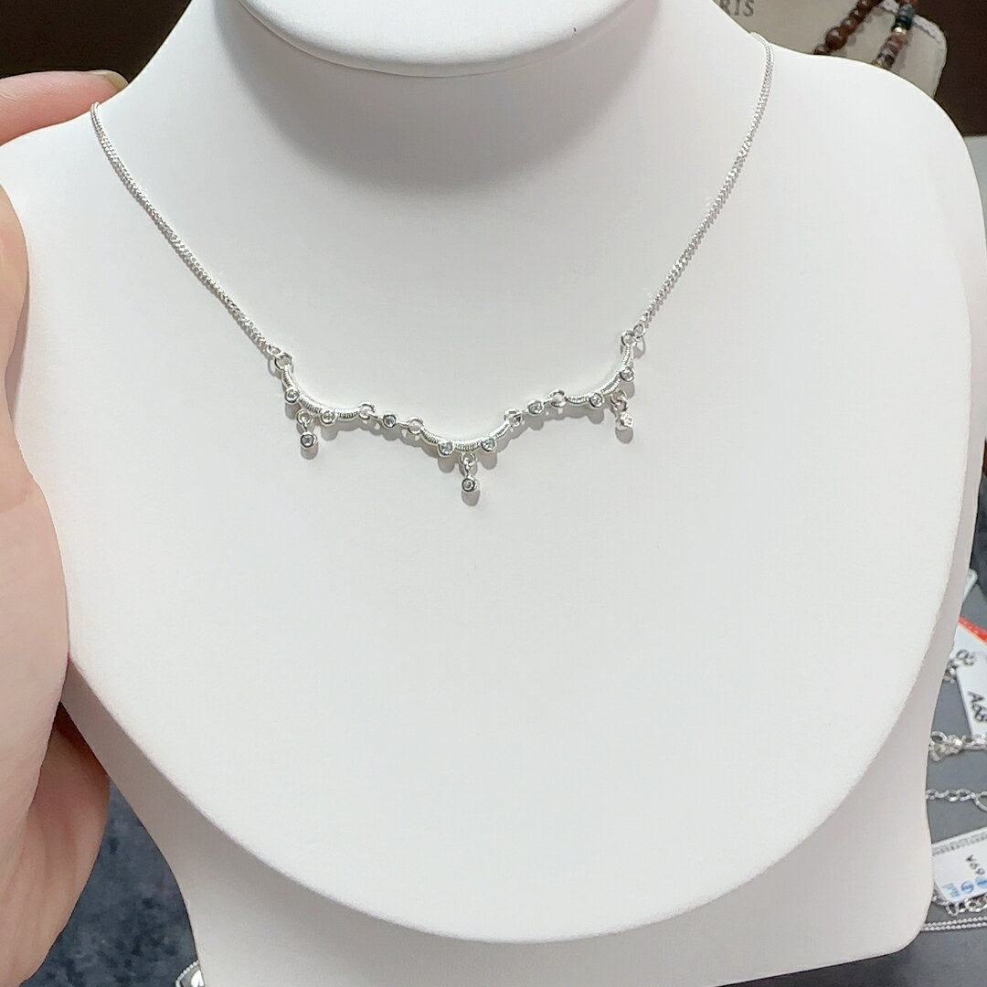 S925純銀重工款高級感小眾設計白水晶水滴手環手鐲女個性時尚