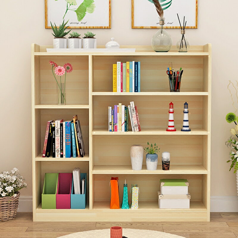 實木兒童書櫃松木書架自由組合置物櫃落地玩具櫃文件櫃置物收納櫃