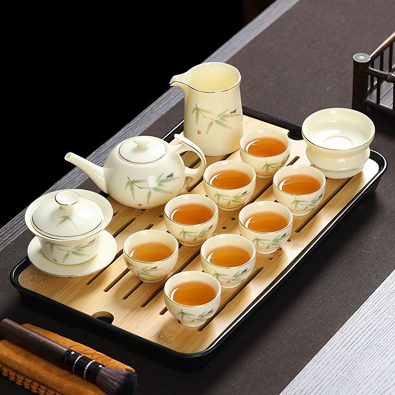 陶瓷茶具套裝家用會客便捷簡約高檔功夫茶杯泡茶茶壺小型茶盤全套