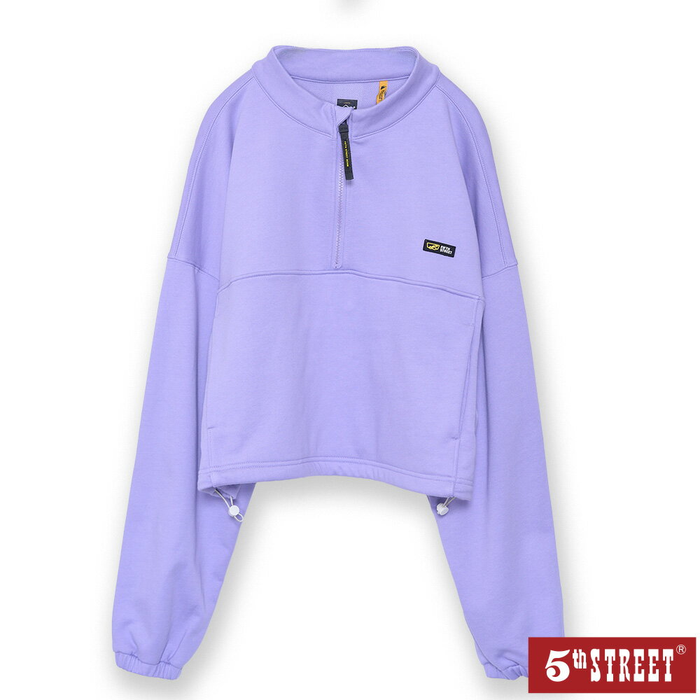 女裝 大學T 長袖 T恤 TEE 半開襟 上衣 紫色 (560983) 【5th STREET】【APP下單天天10%回饋】 治裝激推 最高折426