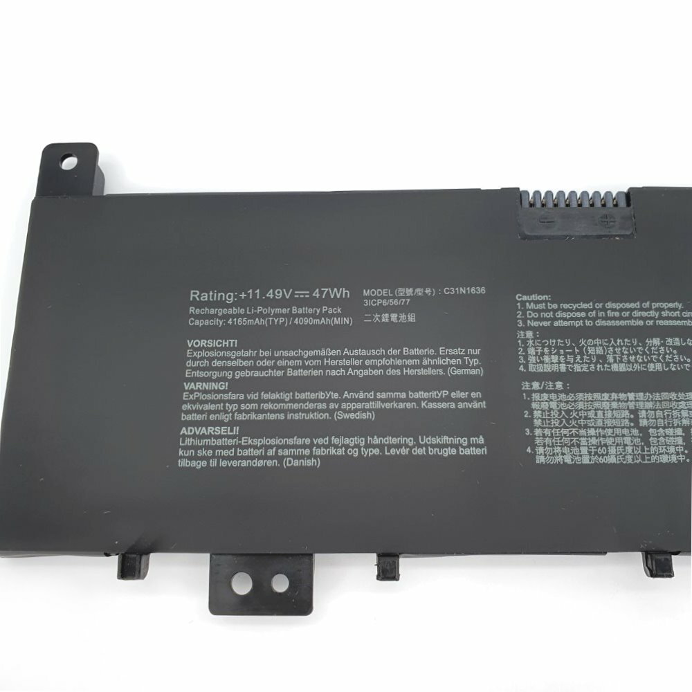 AKKEE C31N1636 Laptop Akku für Asus VivoBook Pro 15 N580VN N580VD N580GD X580V X580VN X580GD X580VD NX580V NX580VD ZenBook Pro 15 UX502VD M580VD 47Wh 4165mAh