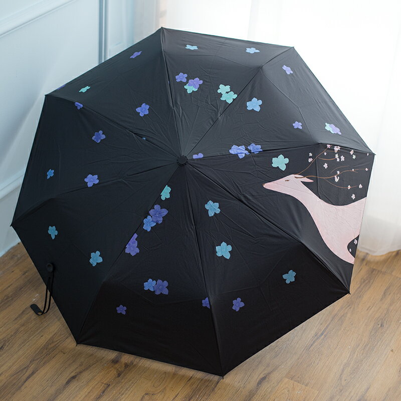 小清新ins太陽傘晴雨兩用折疊黑膠遮陽傘學生防曬防紫外線雨傘女