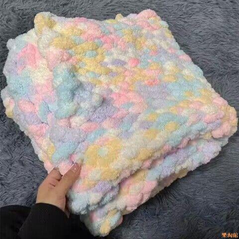 手指編織彩虹糖毯子材料包蓋毯被子手工diy編織圍巾送男女友閨蜜
