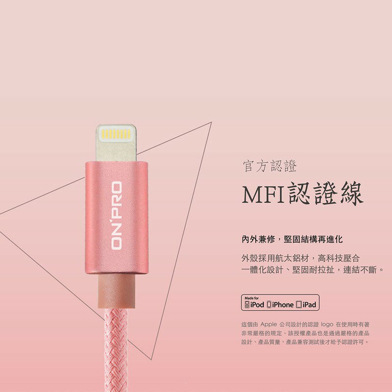 [原廠保固] ONPRO 蘋果 MFI 認證 200cm iPhone 傳輸線 充電線 2.4A 快速 充電頭 超值組 6