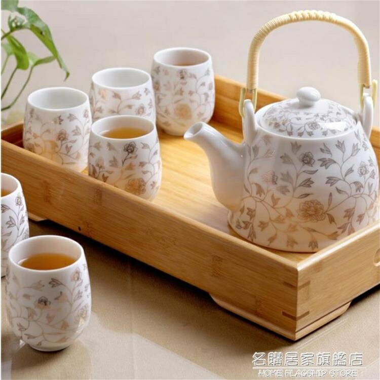 熱銷推薦-送竹托 景德鎮陶瓷茶具套裝家用整套功夫現代簡約茶壺茶杯子6只裝-青木鋪子