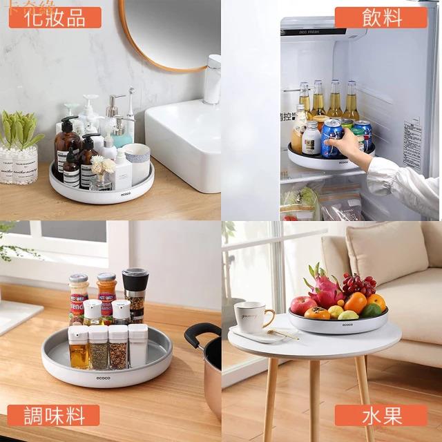 360°旋轉置物架 不鏽鋼靜音滾珠 不沾油汙(廚房調味料架/瓶罐架/桌面化妝品收納架/水果託盤)