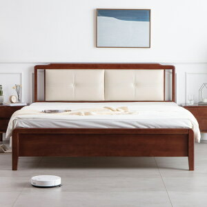 優樂悅~北歐實木床雙人床現代簡約皮質軟靠床1.8米經濟型臥室家用床1.5米