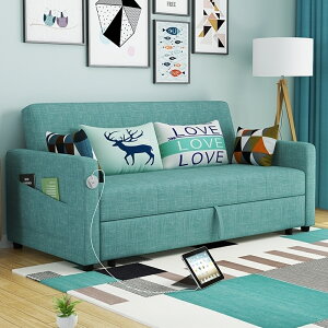 沙發床可折疊客廳小戶型實木簡約1.8米坐臥兩用 MKS薇薇家飾