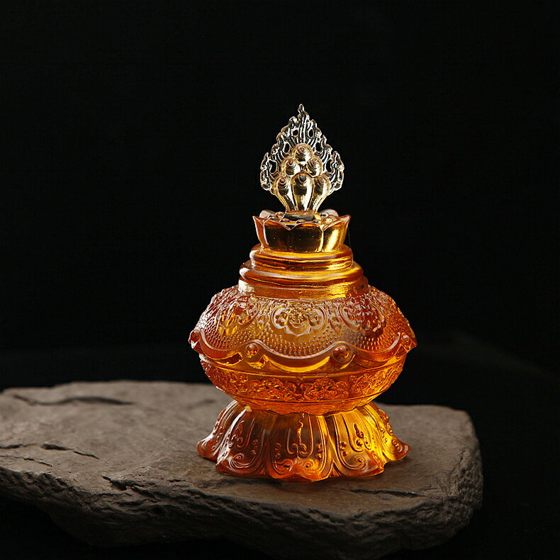 和南圣眾藏傳密宗佛堂招財摩尼寶龍王黃財神供具琥珀琉璃小寶瓶