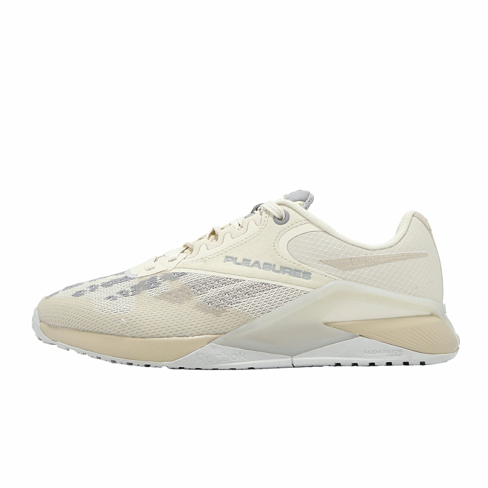 Reebok x PLEASURES 訓練鞋 Nano 6000 男鞋 聯名 緩震 米白 灰 骷髏手 HQ2035