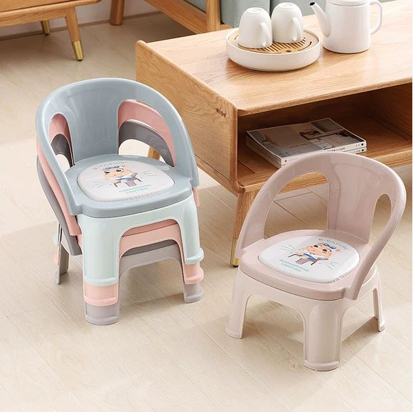 兒童叫叫椅塑料靠背椅寶寶家用放屁闆凳吃飯餐椅卡通防滑加厚椅子