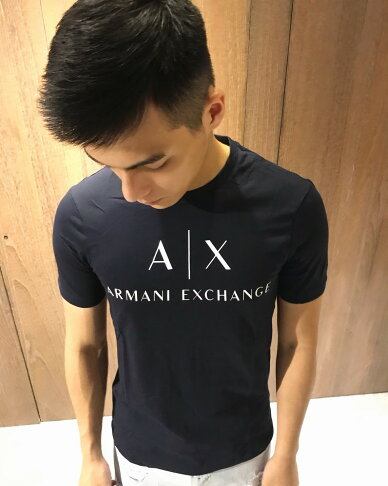 美國百分百【Armani Exchange】T恤 AX 短袖 logo 上衣 T-shirt 深藍 XS~S號 G050 0