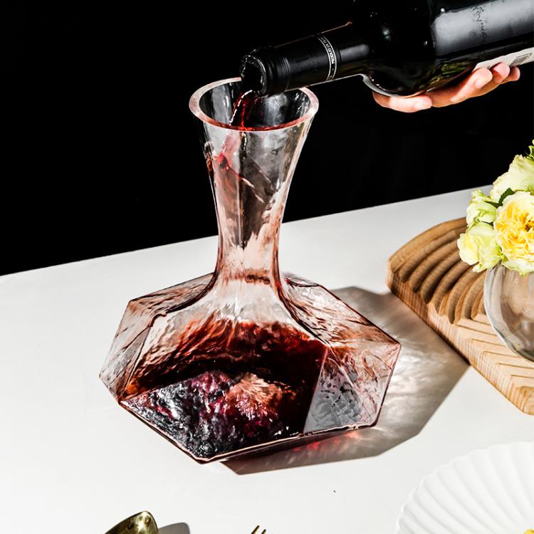 紅酒杯子高檔套裝水晶高腳杯葡萄酒杯幾何歐式高顏值醒酒器家用 全館免運