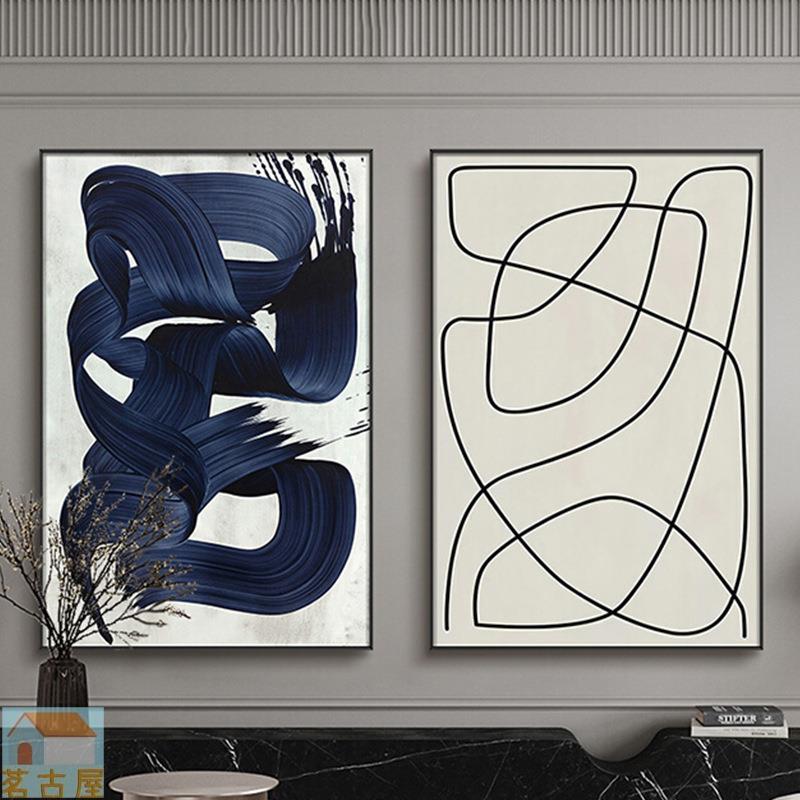 抽象線條客廳裝飾畫批發黑白極簡風墻面掛畫北歐ins沙發背景壁畫