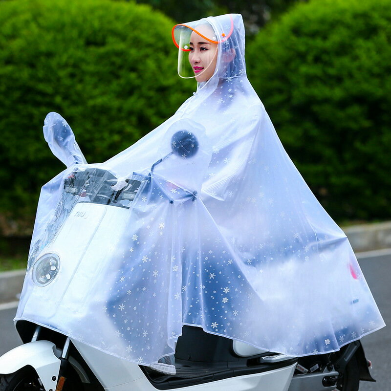 雙面罩雨衣電動電瓶車自行車摩托車單人透明水衣雨披頭盔