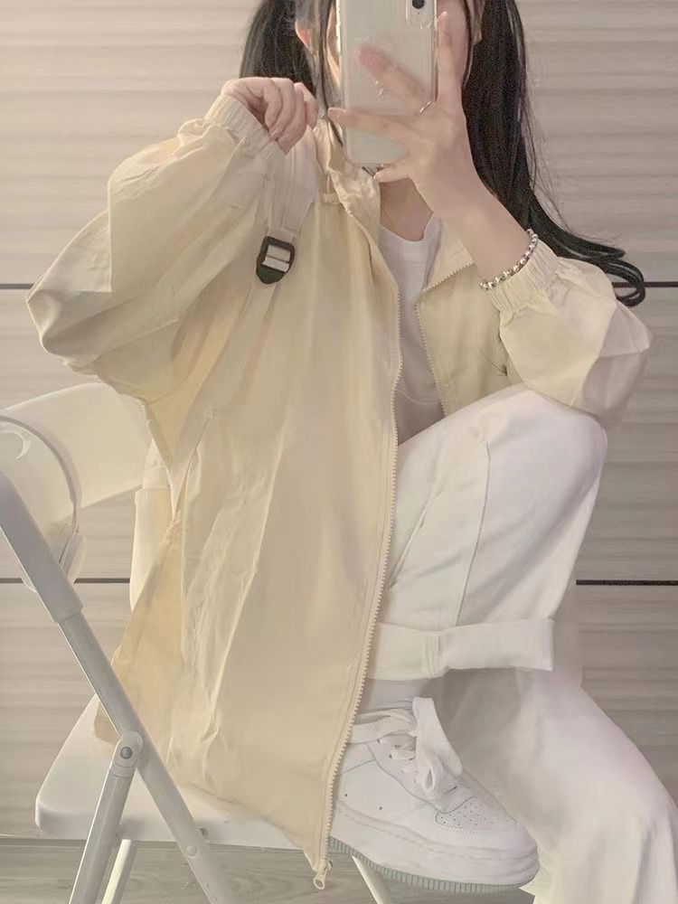 奶黃色冰絲防曬衣女款夏季薄外套2023新款防紫外線戶外透氣防曬衫