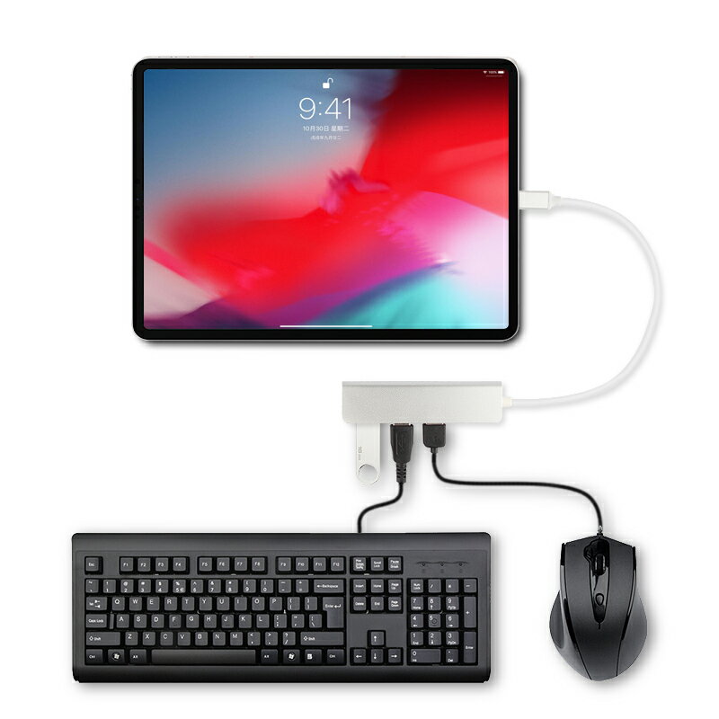 type-c擴充套件塢ipad pro 11轉換器U盤/鍵盤/滑鼠USB-C轉接頭讀卡器