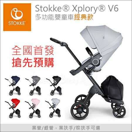 ✿蟲寶寶✿【挪威Stokke】時尚全能 豪華高景觀 嬰兒手推車 Xplory V6 經典款 - 淺灰麻座椅