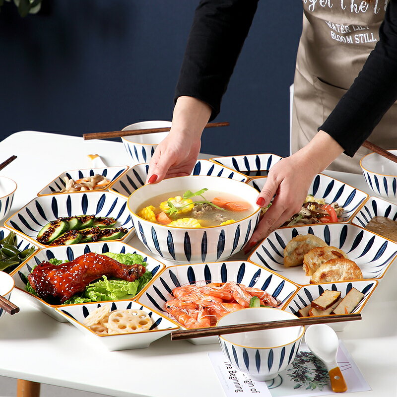 2021新款創意過年夜團圓陶瓷拼盤網紅餐具碗碟套裝組合菜盤子家用