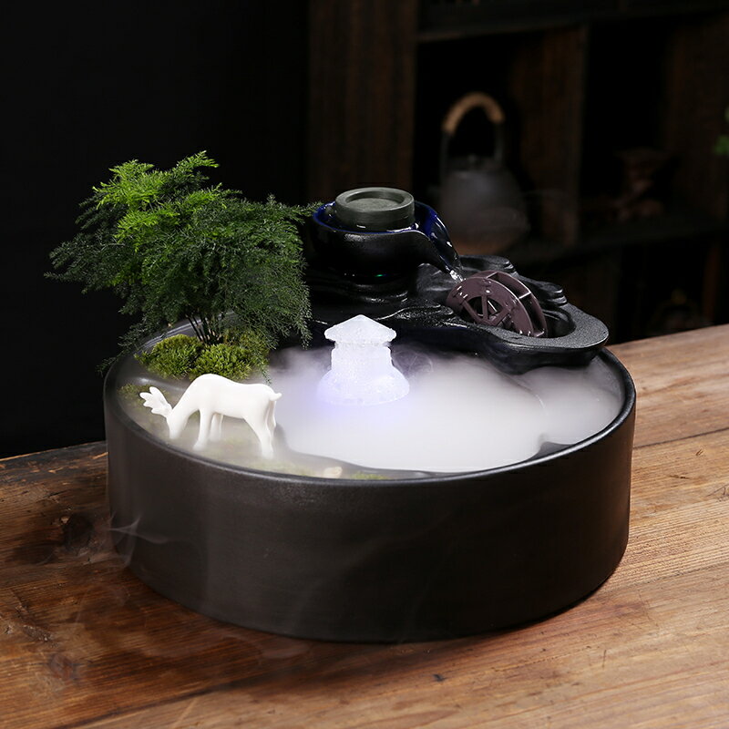 招財流水擺件送禮禮品 風水輪流水生財循環水辦公室桌面創意招財茶幾擺件開業禮物裝飾品