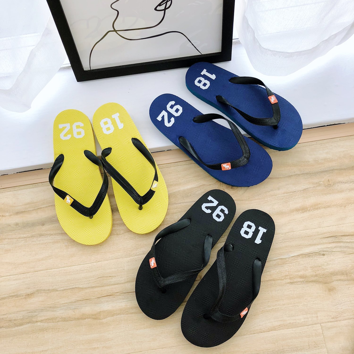 FINDSENSE品牌2019 新款 日本 沙灘 高品質 簡約 人字拖鞋 舒適橡膠底 時尚 涼鞋 休閒鞋 潮流鞋子