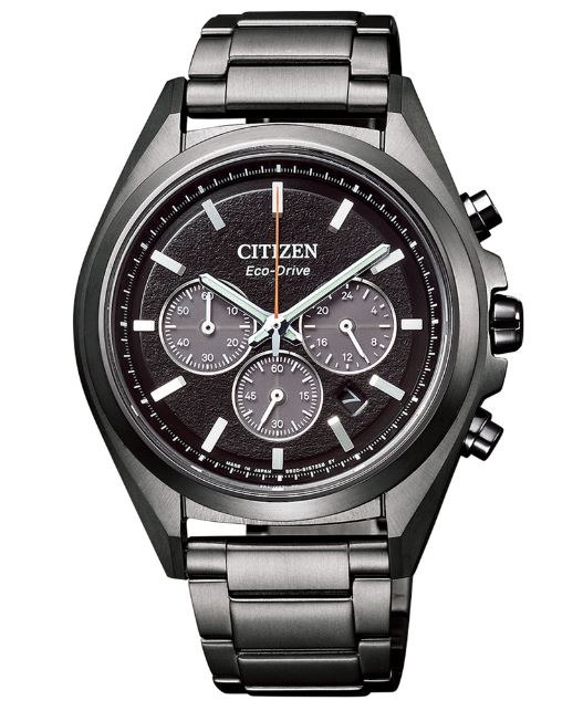 CITIZEN星辰 CA4394-54E 強悍光動能三眼計時腕錶 黑+黑面 41mm