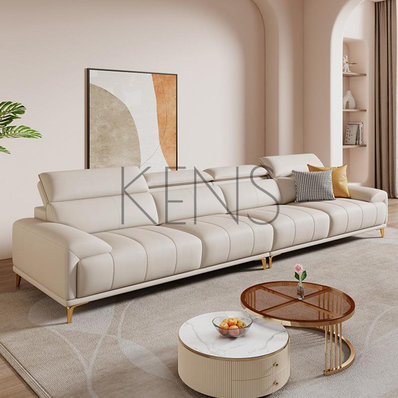 【KENS】沙發 沙發椅 意式極簡輕奢真皮沙發組合現代簡約大小戶型客廳頭層牛皮直排沙發