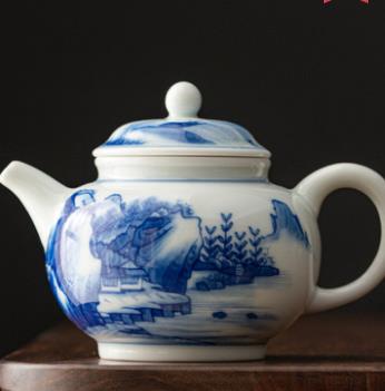 茶壺 復古青花瓷茶壺 單壺 陶瓷茶具 350ml 功夫茶壺 中式小茶壺 一人用老式泡茶壺