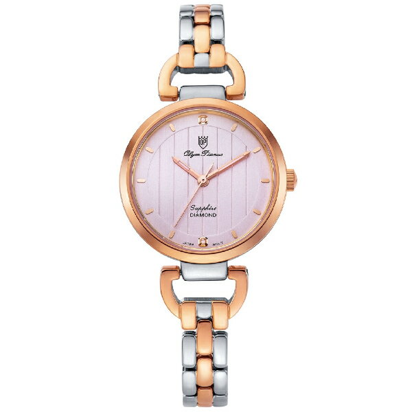 Olym Pianus 奧柏表 2483LSR 典雅時尚直線壓紋腕錶 / 雙色x粉 30mm｜樂天全館特惠中★指定刷卡回饋10%