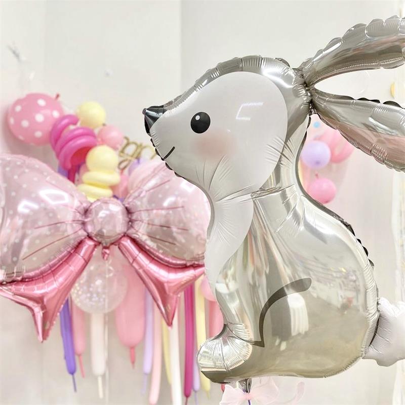 ins生日快樂兔子氣球鋁膜韓風寶寶派對百日裝飾卡通滿月布置