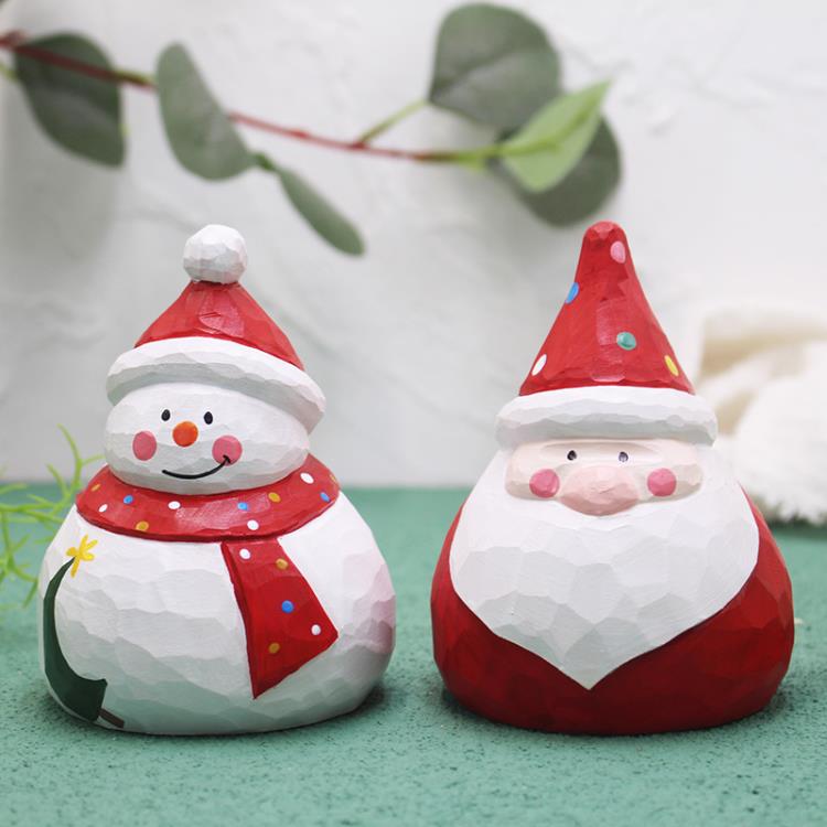 北歐手工木質卡通圣誕老人雪人桌面擺件裝飾圣誕節朋友禮物禮盒裝 雙11特惠