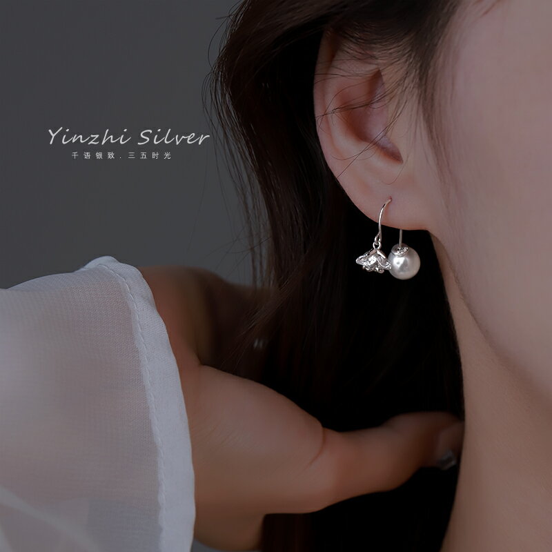 S925銀巴洛克珍珠耳環女小眾設計感2022年新款潮高級感輕奢耳釘耳