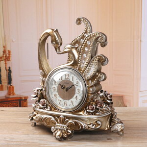 麗盛歐式時鐘表床頭天鵝座鐘創意坐鐘時尚臺鐘靜音臺面藝術擺鐘