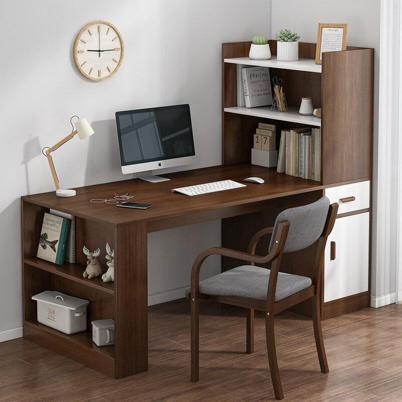 書架 書櫃 書桌 簡約現代書桌書架組合電腦臺式桌臥室桌子家用書櫃一體學生寫字桌