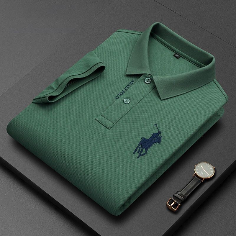 純色男士短袖polo衫|大尺碼100公斤男裝上衣|純色刺繡打底衫|寬鬆翻領polo衫|休閒帶領上衣|簡約韓版繡花打底衫