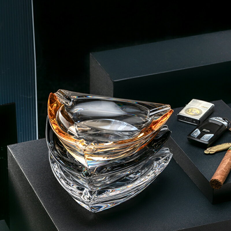 平價特賣~輕奢煙灰缸創意個性潮流水晶玻璃現代歐式擺件大號家用客廳辦公室 全館免運